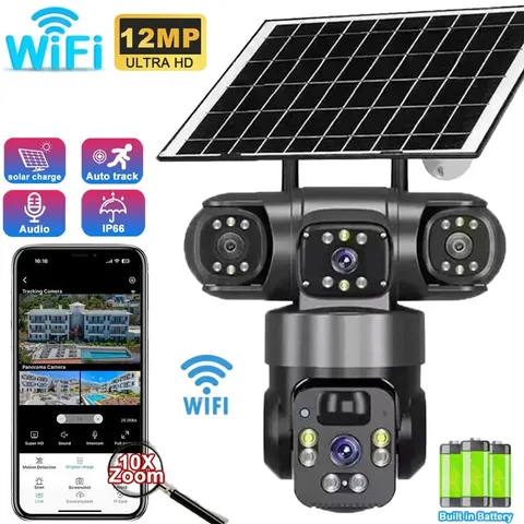 Solar Battery Powered Wireless WiFi Home Security Camera System Outdoor Pan/Tilt