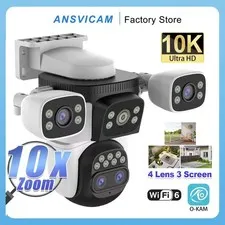 5MP Outdoor Security Camera CCTV with 10X Zoom 3 Lens PTZ Waterproof WiFi Camera
