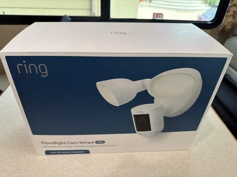 Ring Floodlight Cam Pro Camera Wired Surveillance White Wi-Fi Outdoor