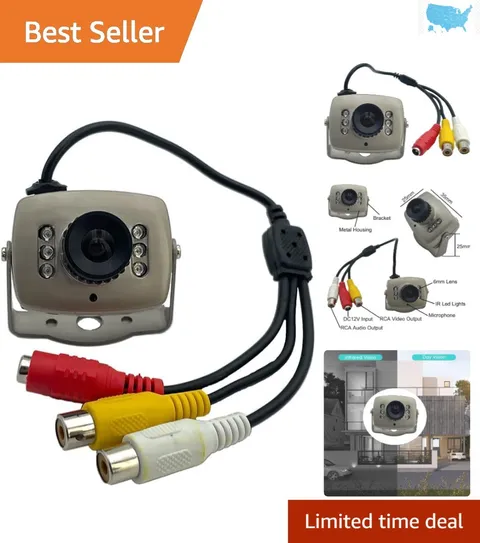 HD CCTV 1/3 CCD 1000TVL Mini Camera with Night Vision & Audio for Indoor/Outdoor