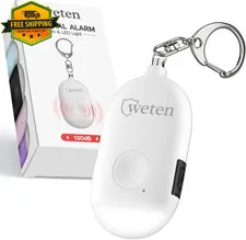 130dB Rechargeable Personal Safety Alarm Keychain LED Light Self Defense Women