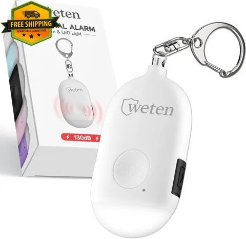130dB Rechargeable Personal Safety Alarm Keychain LED Light Self Defense Women