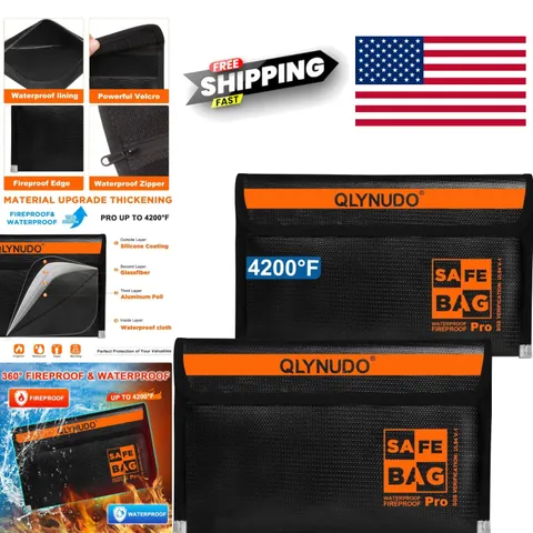 Fireproof Document Holder 9.5x5.8 Inches Black for Savings Challenge and Travel