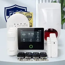HOMSECUR Wireless WIFI 4G LCD Burglar Intruder 4.3" Alarm System+Red Flash Siren