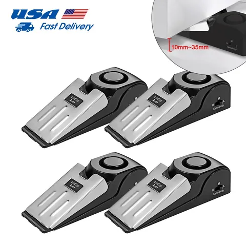 4Pcs/Set Door Stop Alarm Door Stopper Security 120DB Siren Portable Travel Home