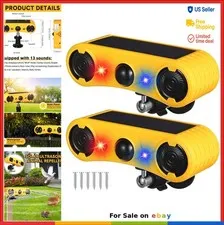 Solar Motion Sensor Alarm 129dB Loud Noise Maker 13 Sounds Deterrent 2 Pack