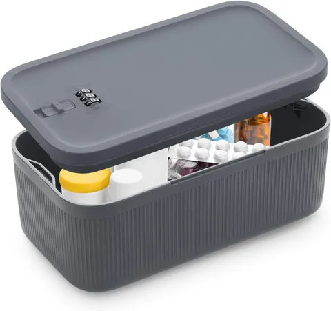 Lockable Storage Box, Small Lock Box with Combination Code for Phone/Medicine Sa