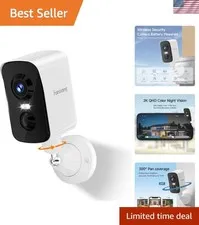 Outdoor 2K Wireless Security Camera with AI Detection & Cloud Storage Options