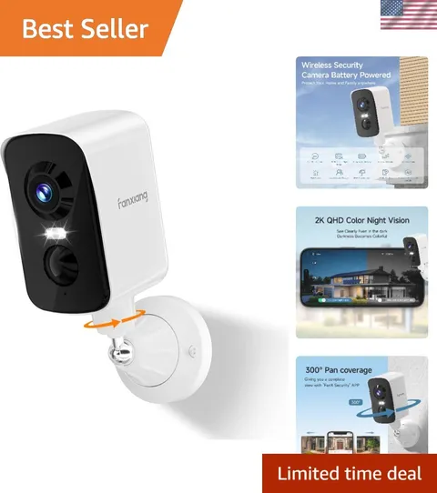 Outdoor 2K Wireless Security Camera with AI Detection & Cloud Storage Options