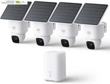 4-Cam Kit, 2K Solar Security Camera 360° Coverage, Pan & Tilt, AI Tracking, 2K C