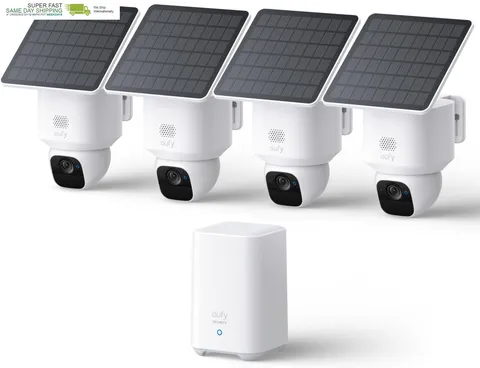 4-Cam Kit, 2K Solar Security Camera 360° Coverage, Pan & Tilt, AI Tracking, 2K C