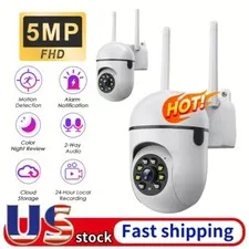 2pcs Wireless 5MP WiFi Security Camera PTZ Dome Cam 2-Way Audio Outdoor Home