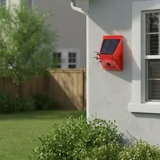 Solar Outdoor Motion Sensor Alarm-129db Loud Siren Lamp Noise Maker, 4 Workin...