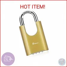 Outdoor Combination Lock, 4 Digit Heavy Duty Padlock Metal, Weatherproof Alloy L