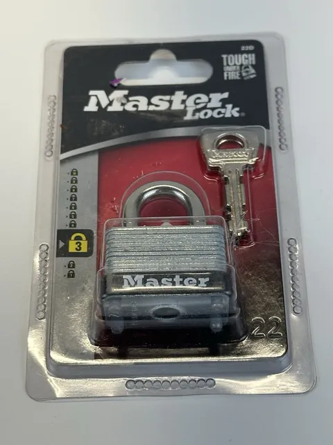 Master Lock 22D Keyed Padlock 1-1/2in Steel Silver/Black Hardened Shackle