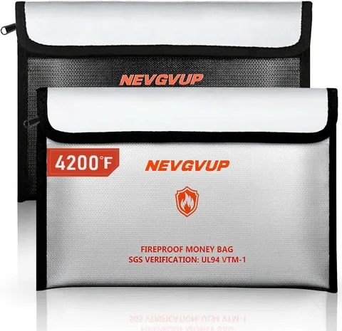 4200°F Fireproof Money Bag for Cash -Heat Insulated, 9.8 X 6.5 Fireproof Documen