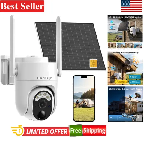 4G LTE Cellular Security Camera Outdoor 2K Night Vision Waterproof