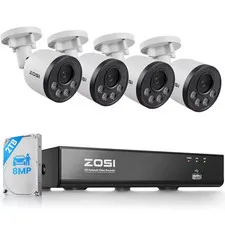 4K 8MP 8-Channel Poe NVR Smart Home Security Camera System with 4-Wired Outdoor