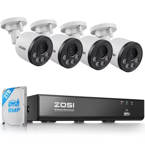 4K 8MP 8-Channel Poe NVR Smart Home Security Camera System with 4-Wired Outdoor