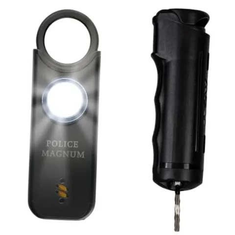 Personal Safety Alarm & Pepper Spray Combo Self Defense Pack for Women- Black