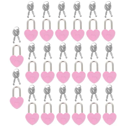 20 Sets Small Heart Shaped Padlocks with Keys for Travel Use