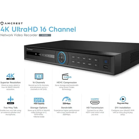 Amcrest NV5216 16-Channel 4K Network Video Recorder