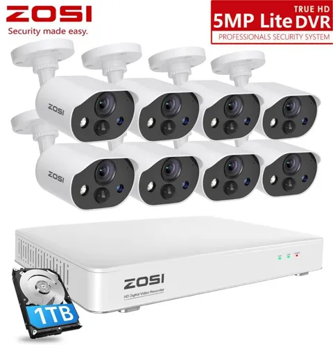 ZOSI 8CH 3K Lite DVR Security CCTV 2MP Camera System AI Human Vehicle Detect 1TB