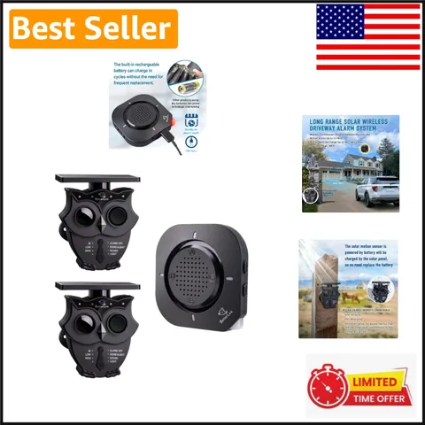 120dB Solar Motion Detector - Long Range Wireless Driveway Security Alert