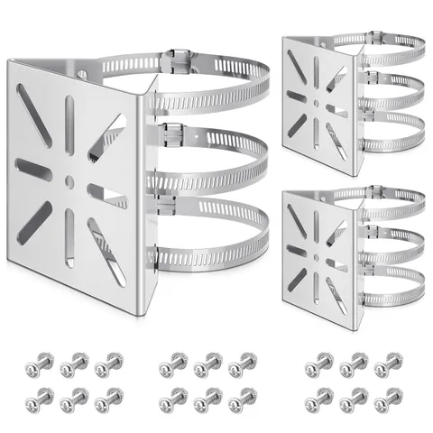 3 Pcs Universal Vertical Pole Mount for Wall Mounting Bracket with 6 Loops St...