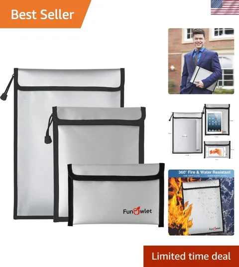 Versatile Fireproof Waterproof Document Bags - 3 Sizes for Ultimate Protection