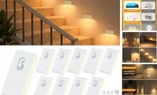 Rechargeable Night Light, Warm Stair Lights Indoor, Wireless 10 Pack White