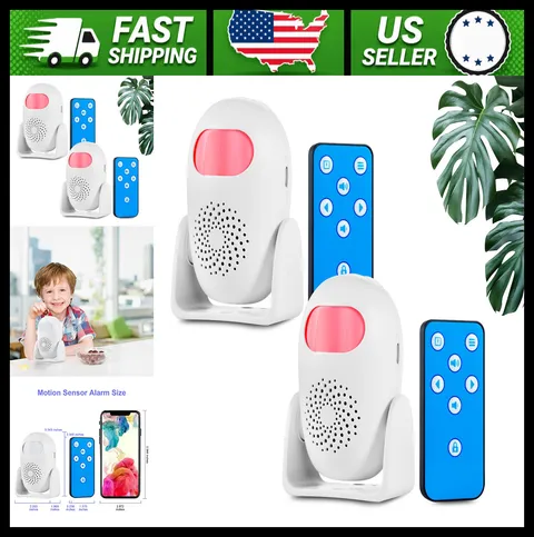 Wireless Motion Sensor Alarm 17 Chimes 3 Modes 4 Volume Levels 2 Remotes