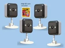 Security Camera x 4 pcs Alexa +Wireless 64gb SD Indoor/Outdoor 1080P Color Night