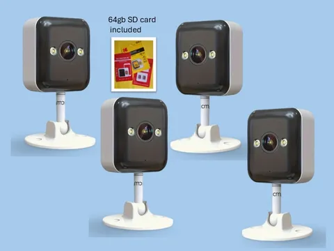 Security Camera x 4 pcs Alexa +Wireless 64gb SD Indoor/Outdoor 1080P Color Night