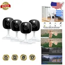 Outdoor Indoor Security Cameras 2K 3MP Color Night Vision Siren 24/7 SD