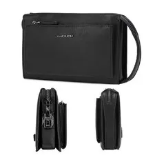 Mens Business Clutch Bag with Lock, PU Leather Top Handle Hand Bag Wristlet W...