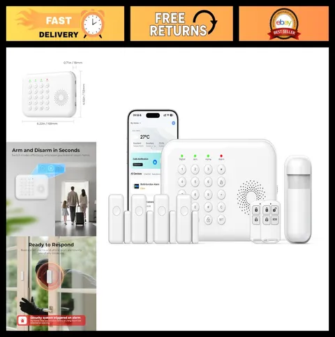 Home Security Alarm System - WiFi/4G, DIY Setup, Remote Control, Motion Detectio