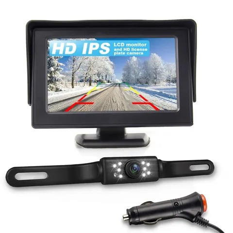 JPP HD Backup Camera and Monitor Kit - 4.3" IPS FHD Color Display, 4.3IN