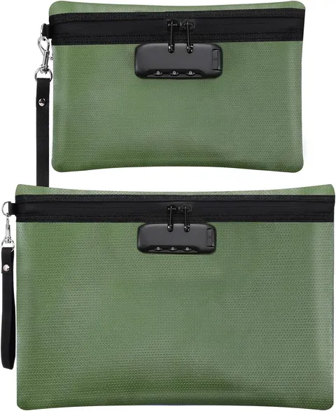 Fireproof Safe Money Document Bag with Lock 2 Pcs Notary Journal Waterproof Bag
