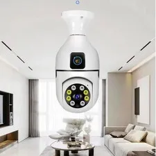 Smart Dual Lens Bulb Surveillance Camera, 360° Rotating 1080P HD Security Camera