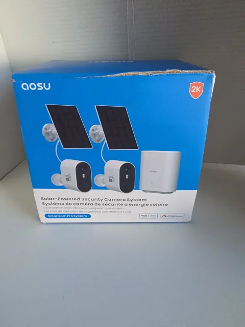 AOSU SolarCam Pro System 2 pack  Solar Powered Security Camera Work With Alexa 