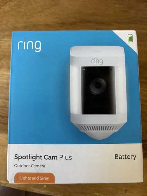 Ring Spotlight Cam Plus Plug-In White  Outdoor/Indoor Camera Brand New Sealed.