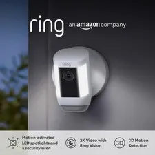 Ring Spotlight Cam Pro Wi-Fi Wired Plug-In Outdoor Security Video Camera White