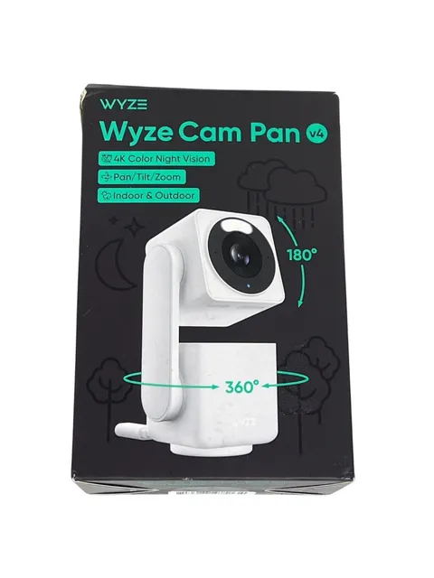 Wyze Cam Pan v4 4K UHD Indoor Outdoor Pan Tilt Security Camera White Open Box