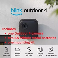 Blink Outdoor 4 Wireless Wi-Fi Outdoor Battery HD Camera Black 1pk Alexa