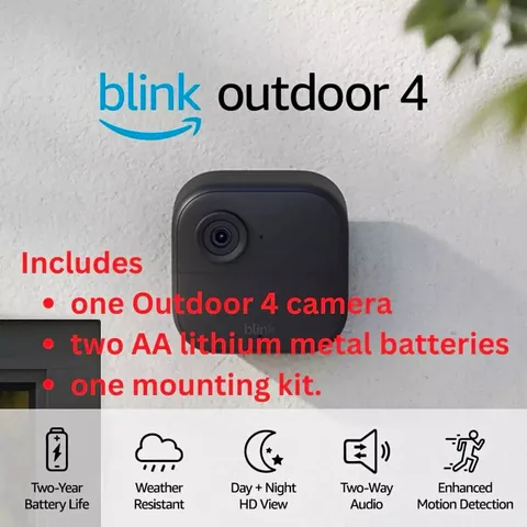 Blink Outdoor 4 Wireless Wi-Fi Outdoor Battery HD Camera Black 1pk Alexa