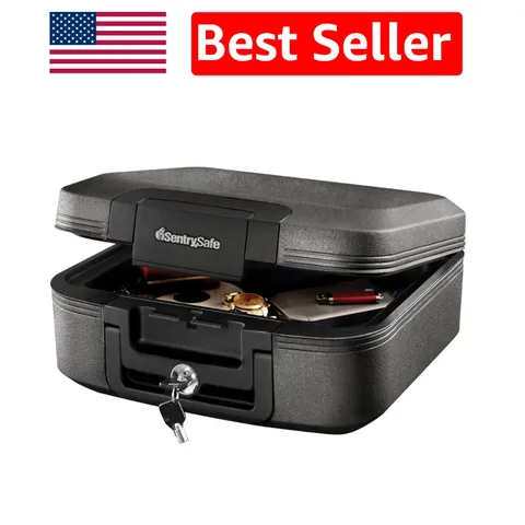 Compact Dark Gray 0.28 Cubic Feet Safe - Fireproof, Waterproof, and Portable