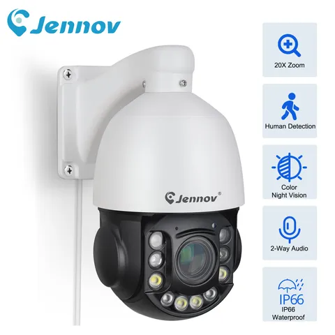 Jennov 6MP PoE PTZ Security Camera Outdoor 20X Optical Zoom Color Night Vision