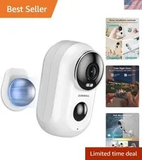 Wireless 2K Outdoor Security Camera with AI Detection & Night Vision, 130° View