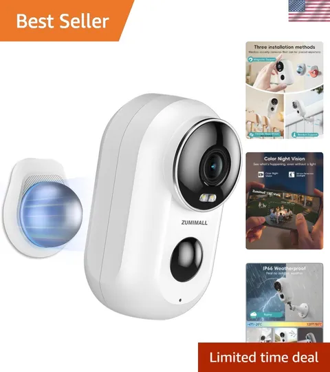 Wireless 2K Outdoor Security Camera with AI Detection & Night Vision, 130° View
